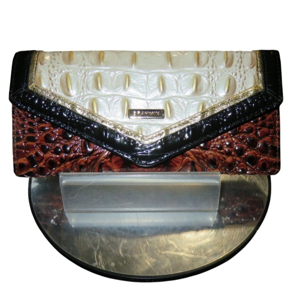 Brahmin Veronica Contour Jeanmarie Croc Embossed Leather Envelope Flap Wallet